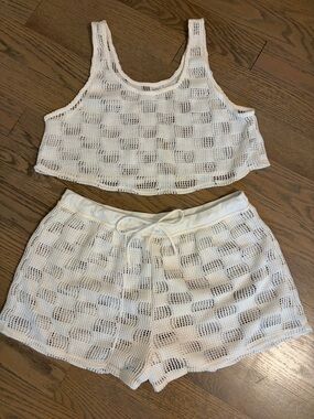 Wild Fable x Target Checkered Beach Cover Up Set - Crop Tank (S) & Shorts (L)